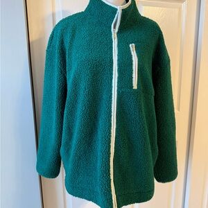 Lilly Pulitzer Joyce Sherpa Jacket Green Zip Front  Fleece Women’s Size L